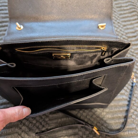 Authentic Ferragamo Carrie Bow Black Satchel Bag Crossbody‎ Calfskin Leather - Picture 7 of 11